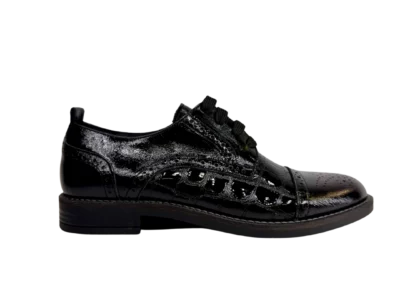 Derbys MYMA | cuir vernis noir perforé fantaisie