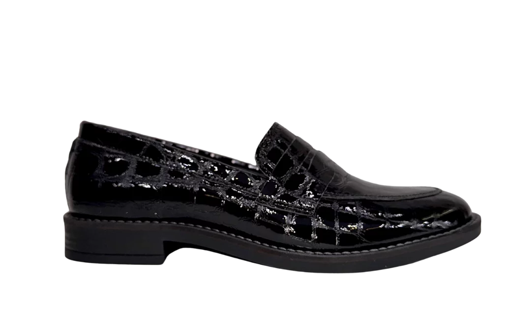 Mocassins MYMA | cuir vernis noir effet croco