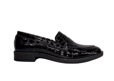 Mocassins MYMA | cuir vernis noir effet croco